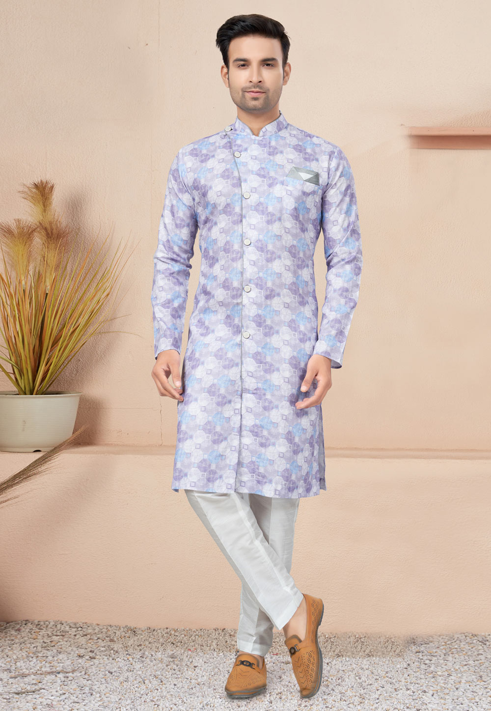Lavender Cotton Indo Western Suit 270732