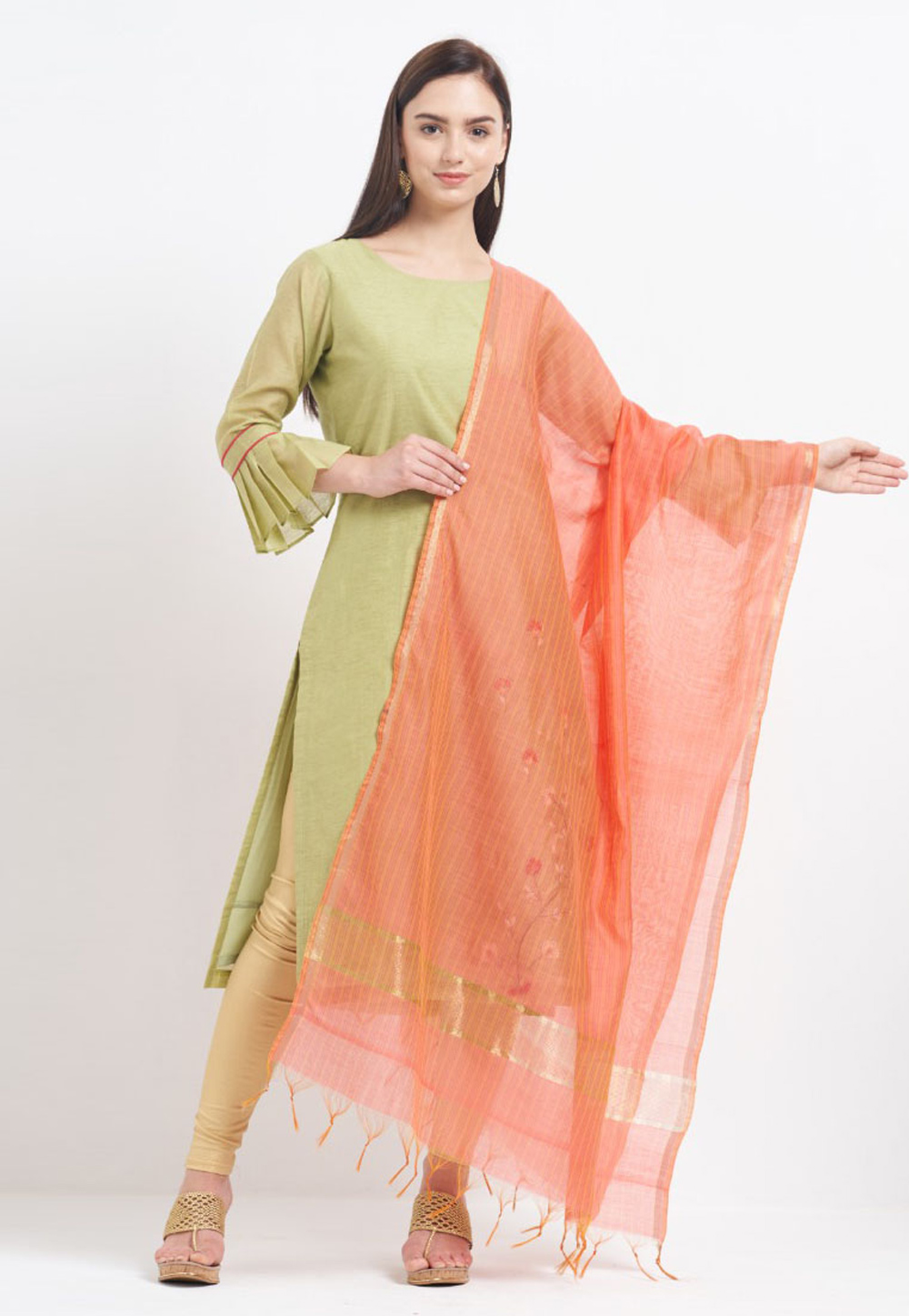 Peach Banarasi Dupatta 203078