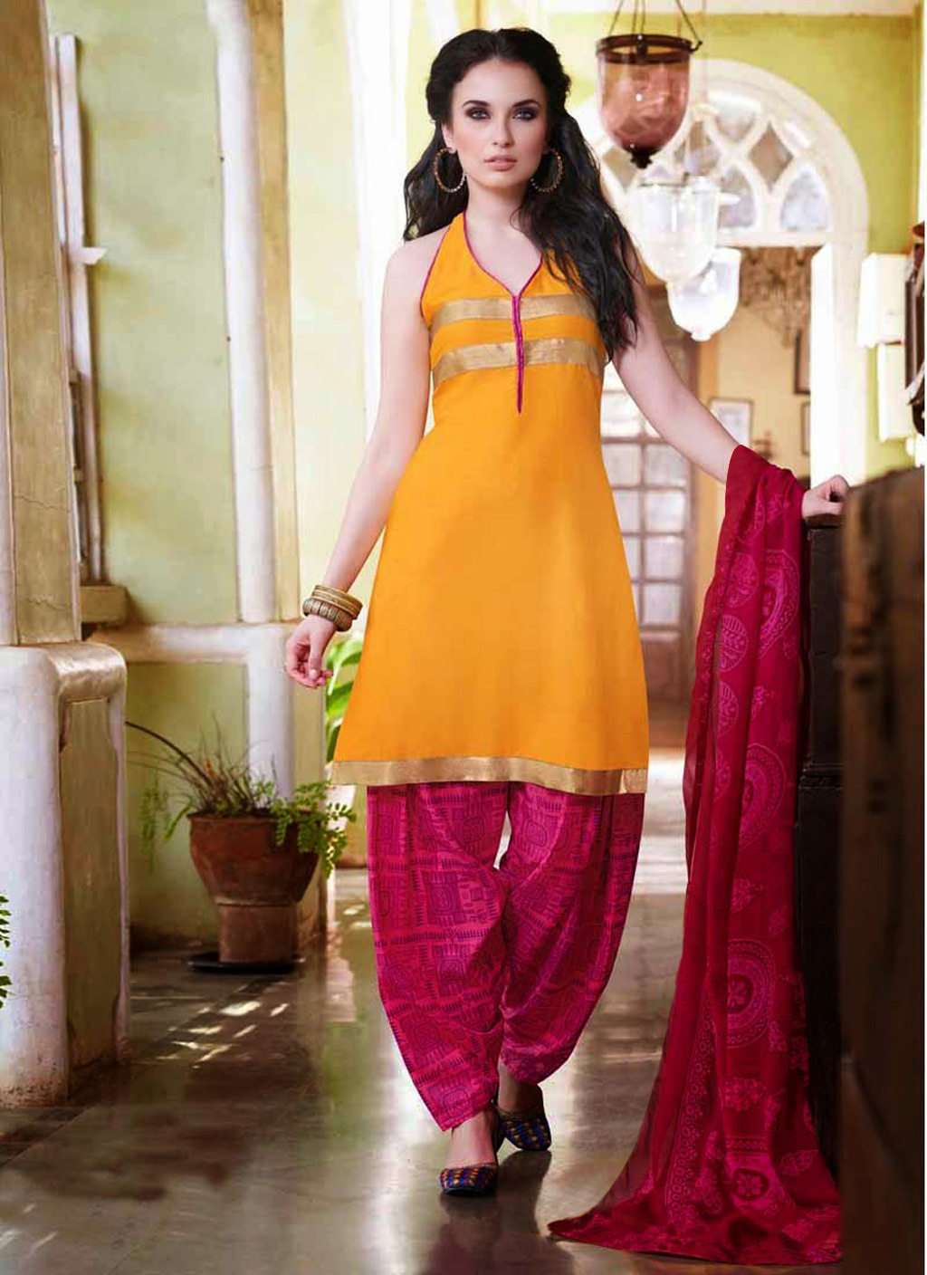 Yellow Cotton Punjabi Suit 44391