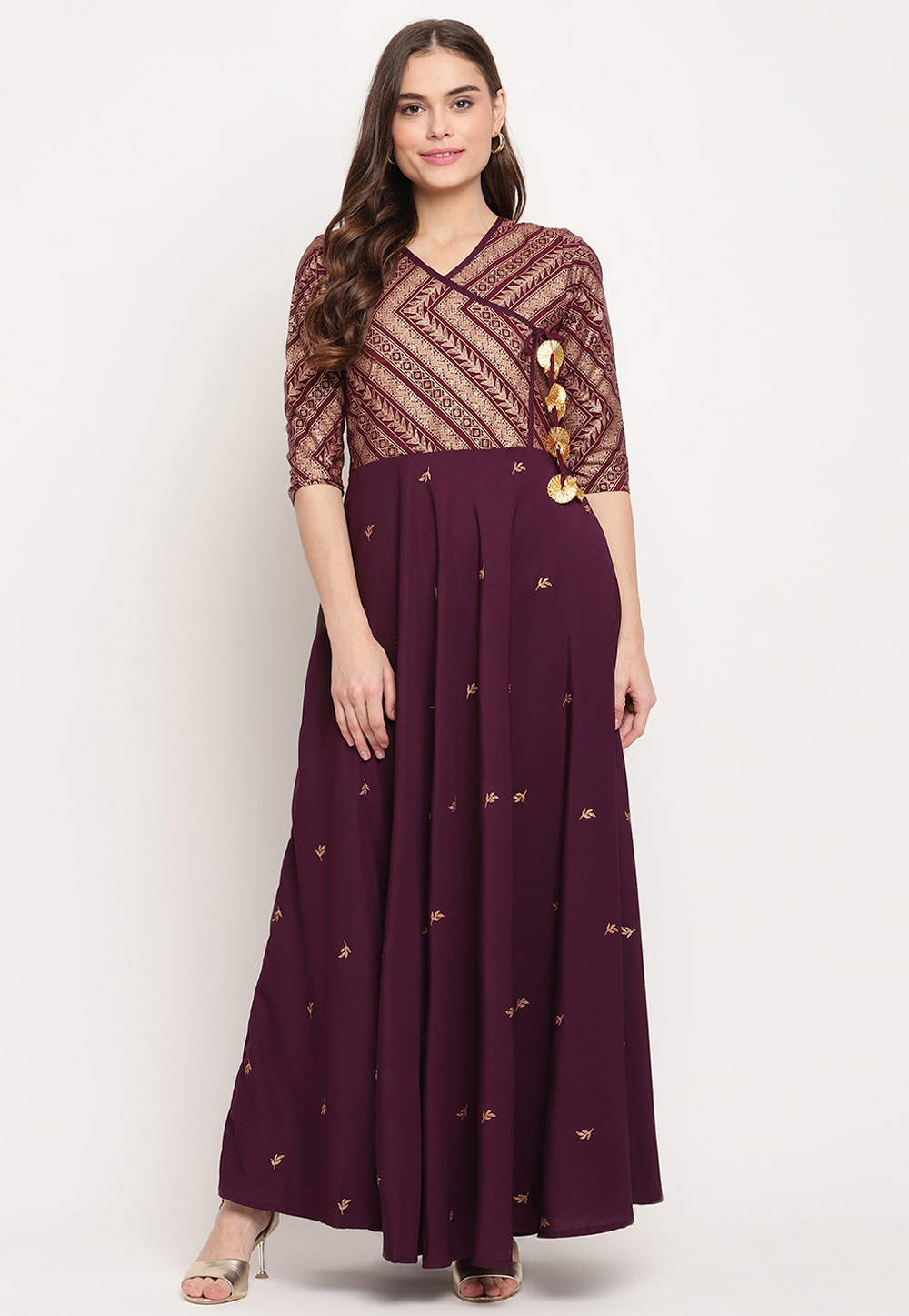Wine Polyester Gown 237497