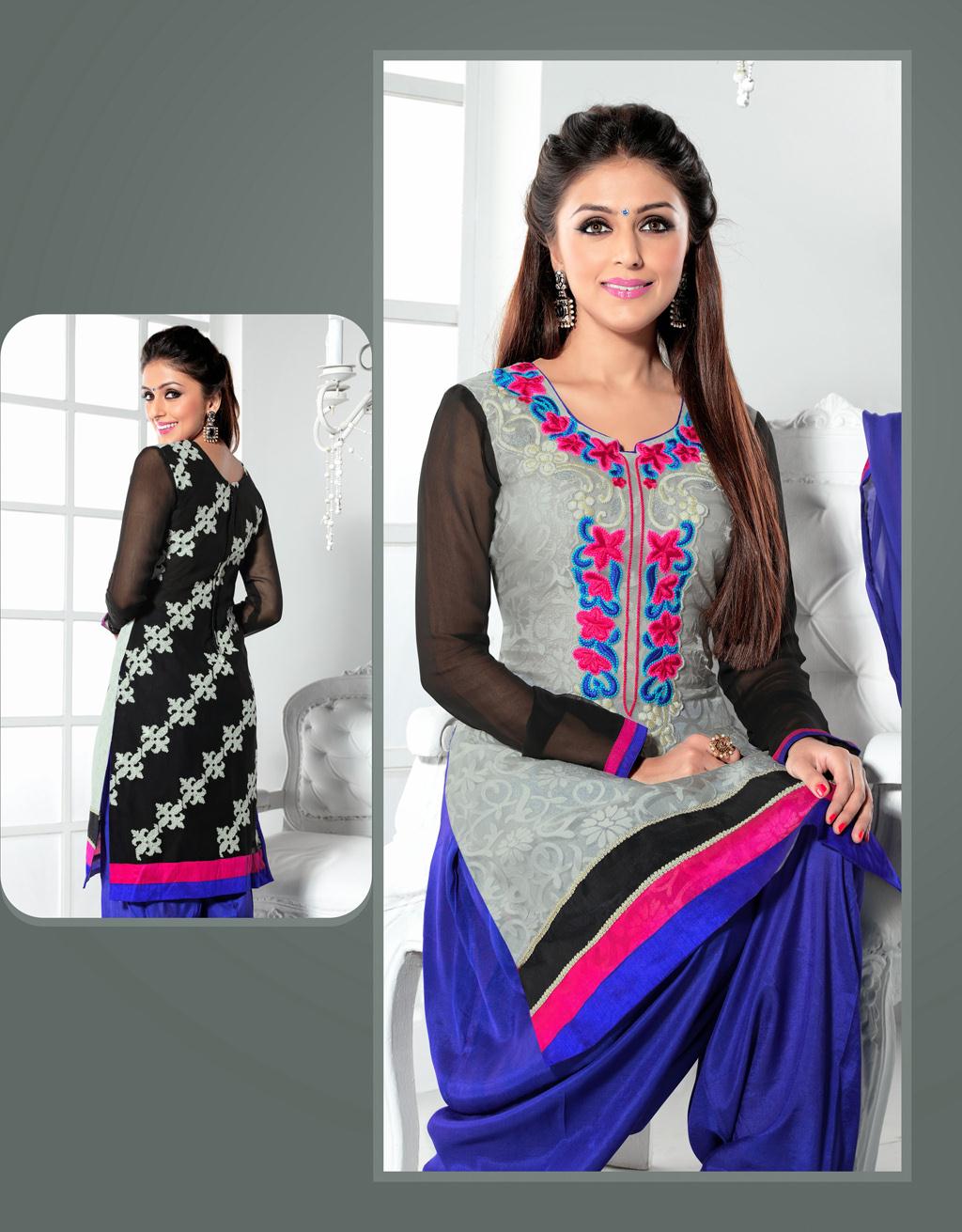 Grey Chiffon Punjabi Salwar Suit 30665