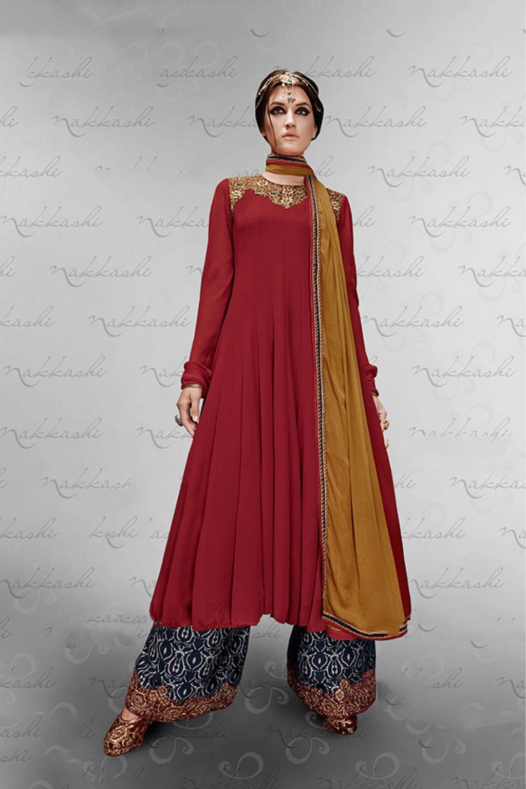 Vikram Phadnis Red Georgette Palazzo Suit 44382