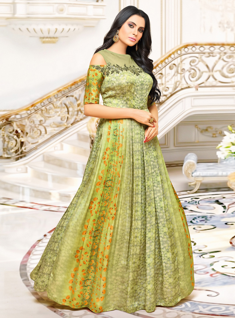 Pista Satin Readymade Gown 120303