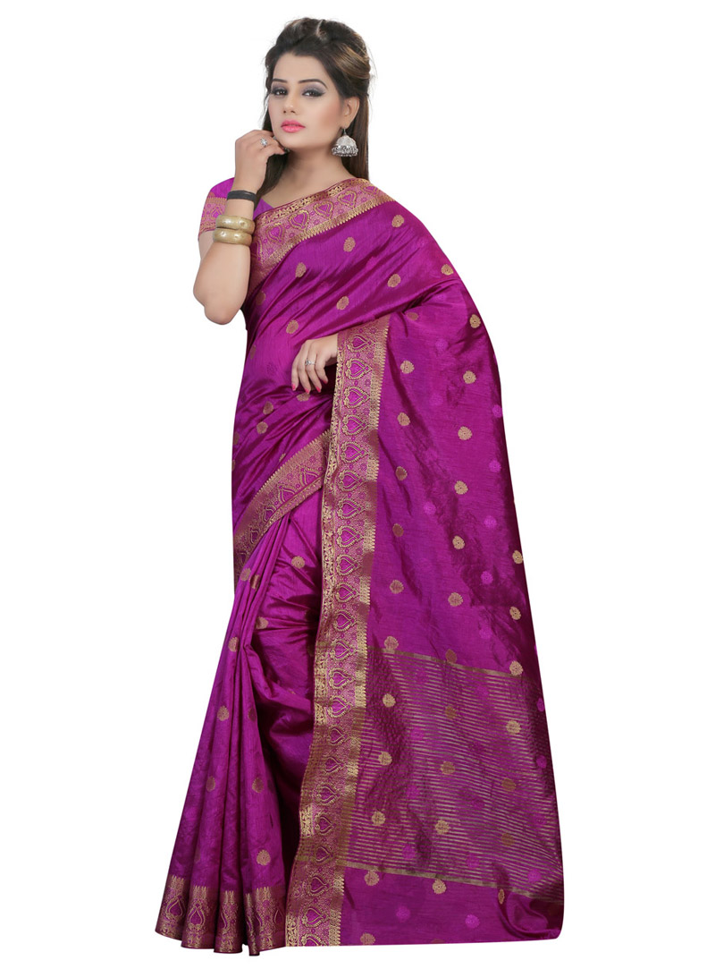 Purple Art Silk Saree With Blouse 76586