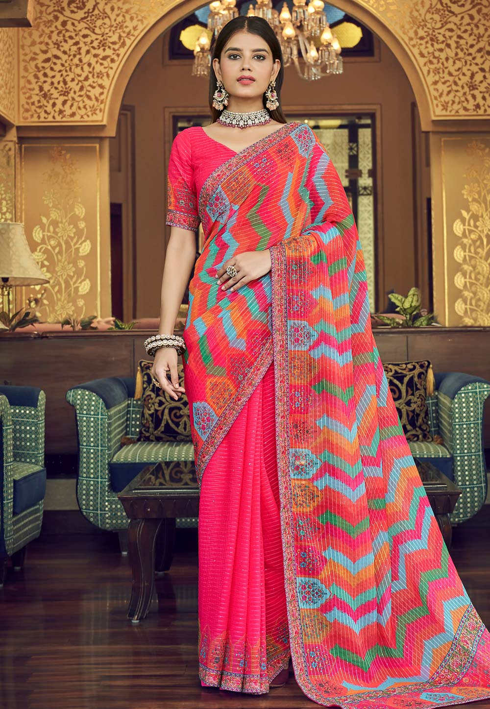 Pink Georgette Saree With Blouse 248799