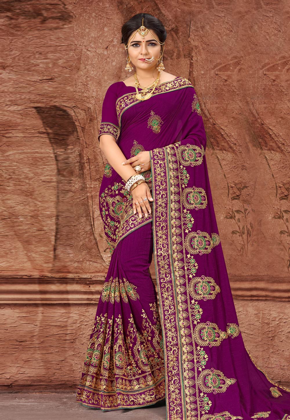 Magenta Silk Saree With Blouse 203499