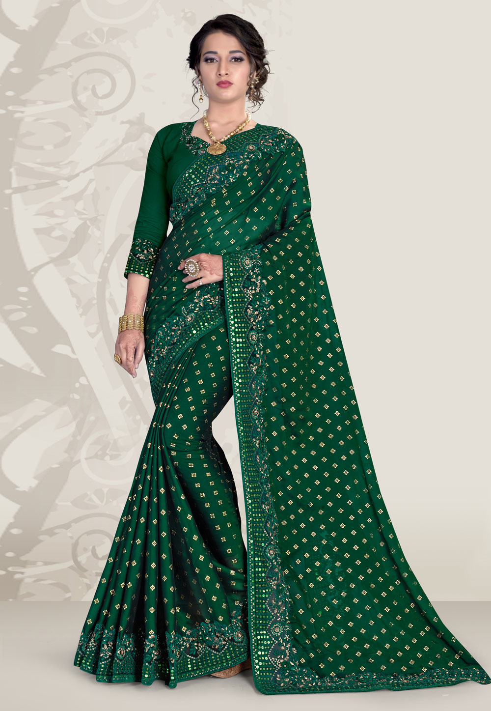 Green Silk Saree With Blouse 218714
