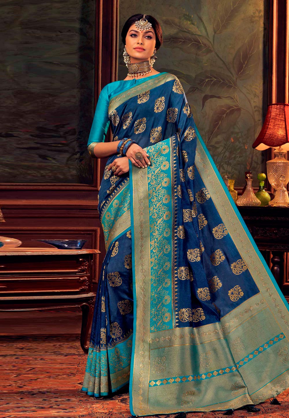 Blue Silk Saree With Blouse 220921