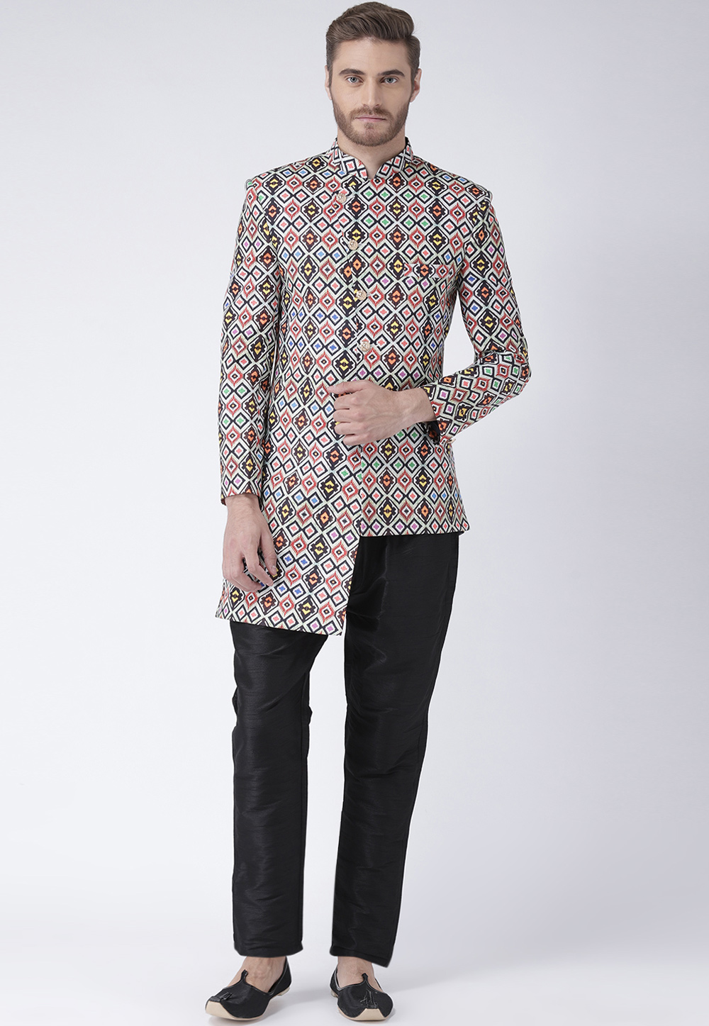 Grey Polyester Indo Western Suit 237814