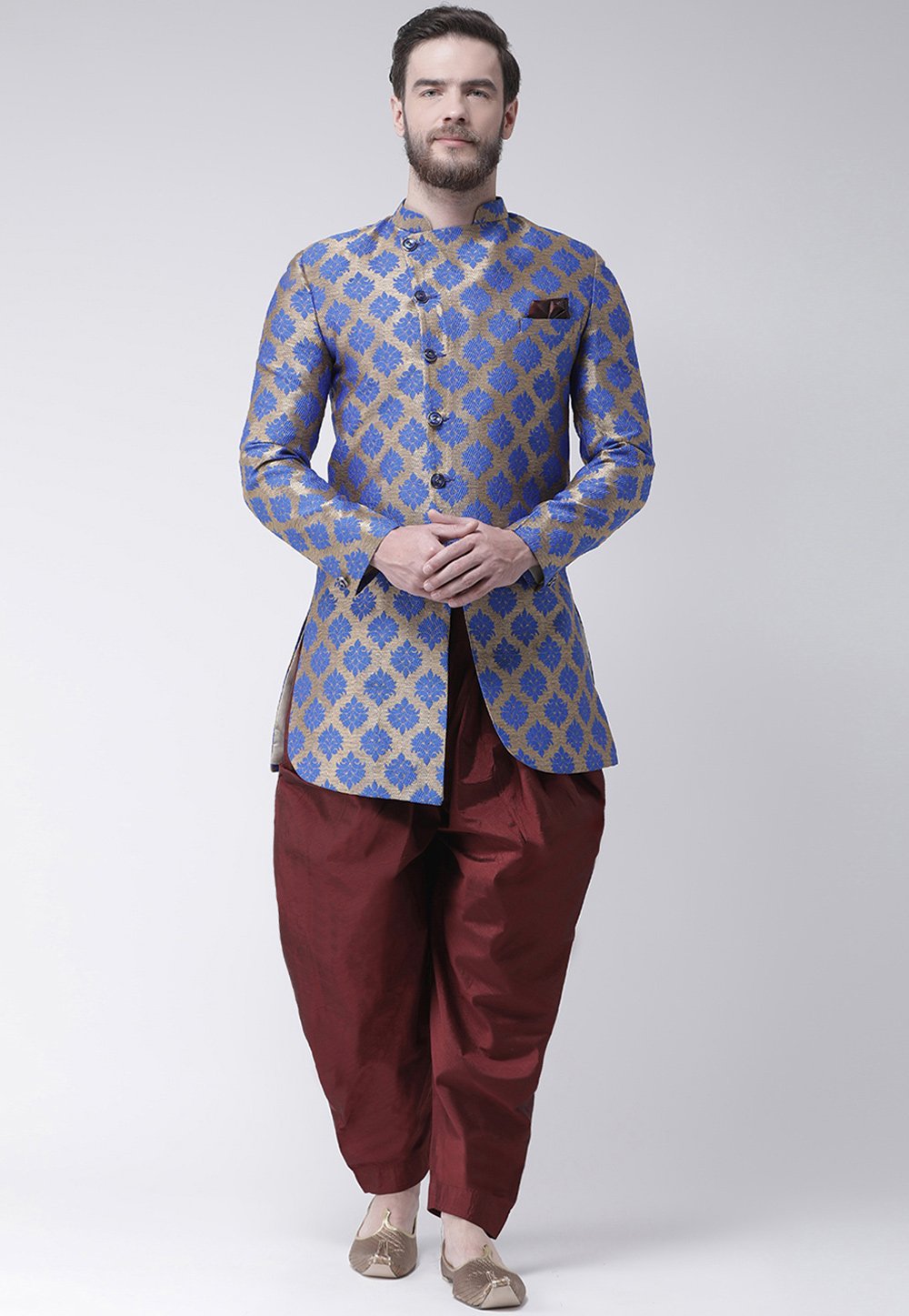 Blue Polyester Indo Western Suit 237818