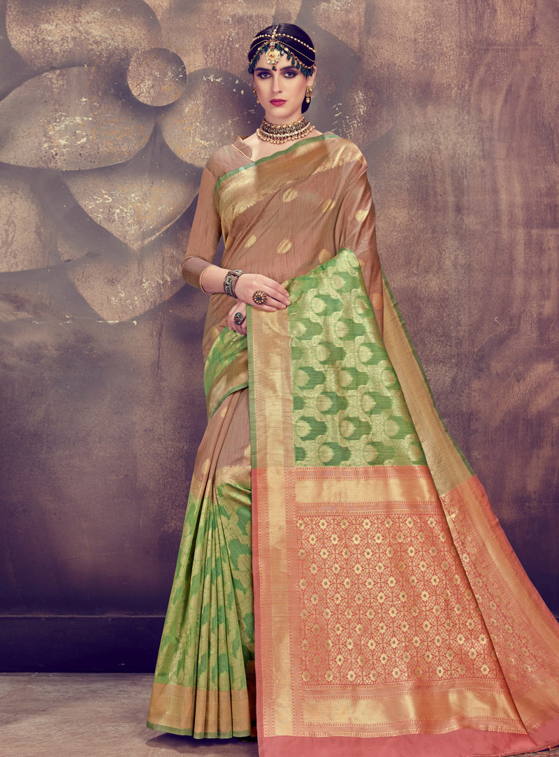 Brown Silk Festival Wear Saree 146722