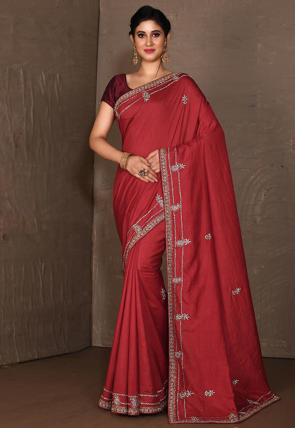 Red Art Silk Saree With Blouse 242941