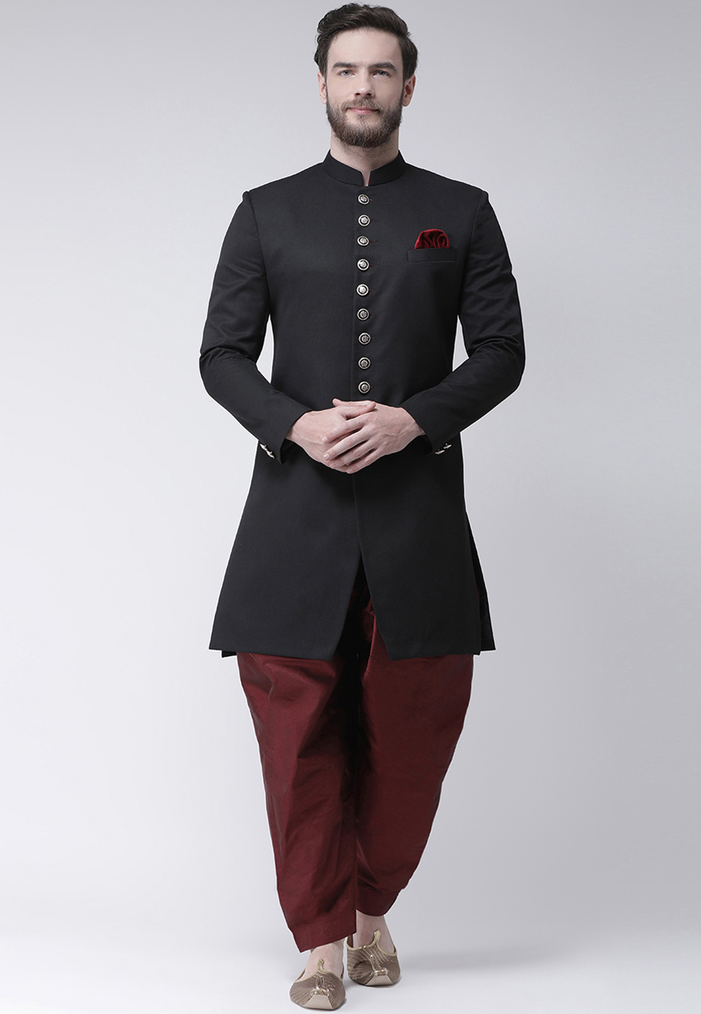 Black Polyester Indo Western Suit 237827