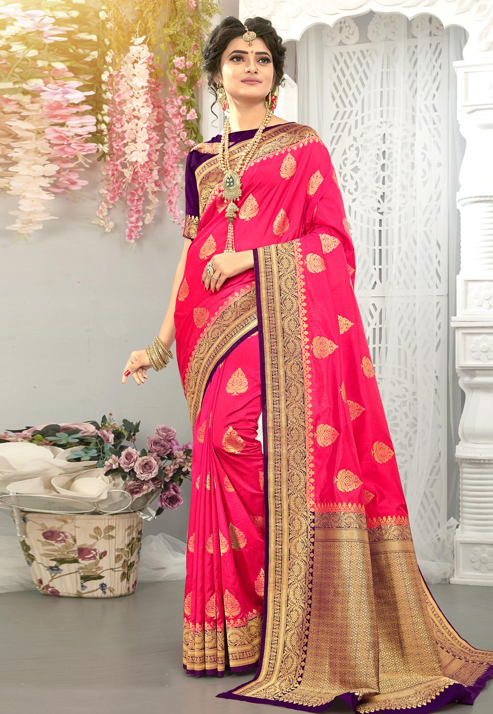 Pink Silk Saree With Blouse 232499