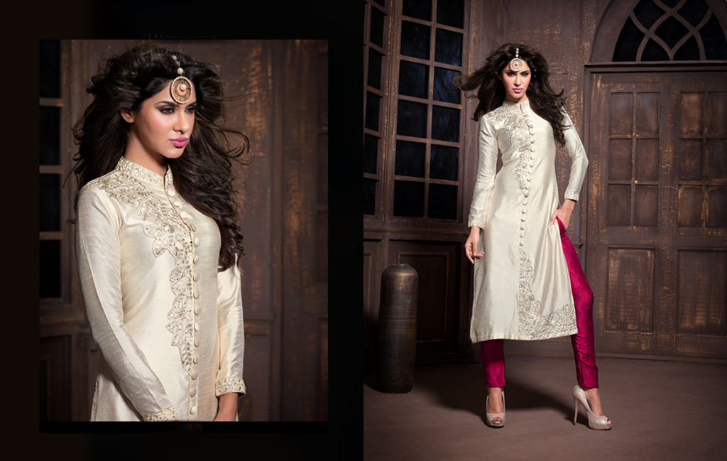 White Silk Pant Style Suit 48286