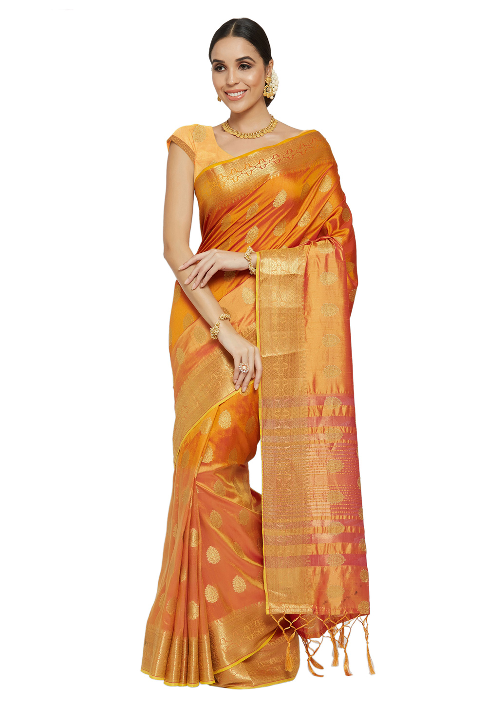 Orange Banarasi Festival Wear Saree 211551