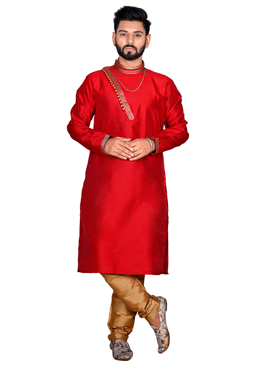 Red Banglori Silk Readymade Kurta Pajama 201710