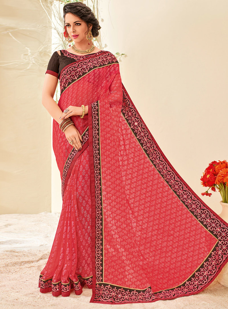 Pink Brasso Saree With Blouse 121273