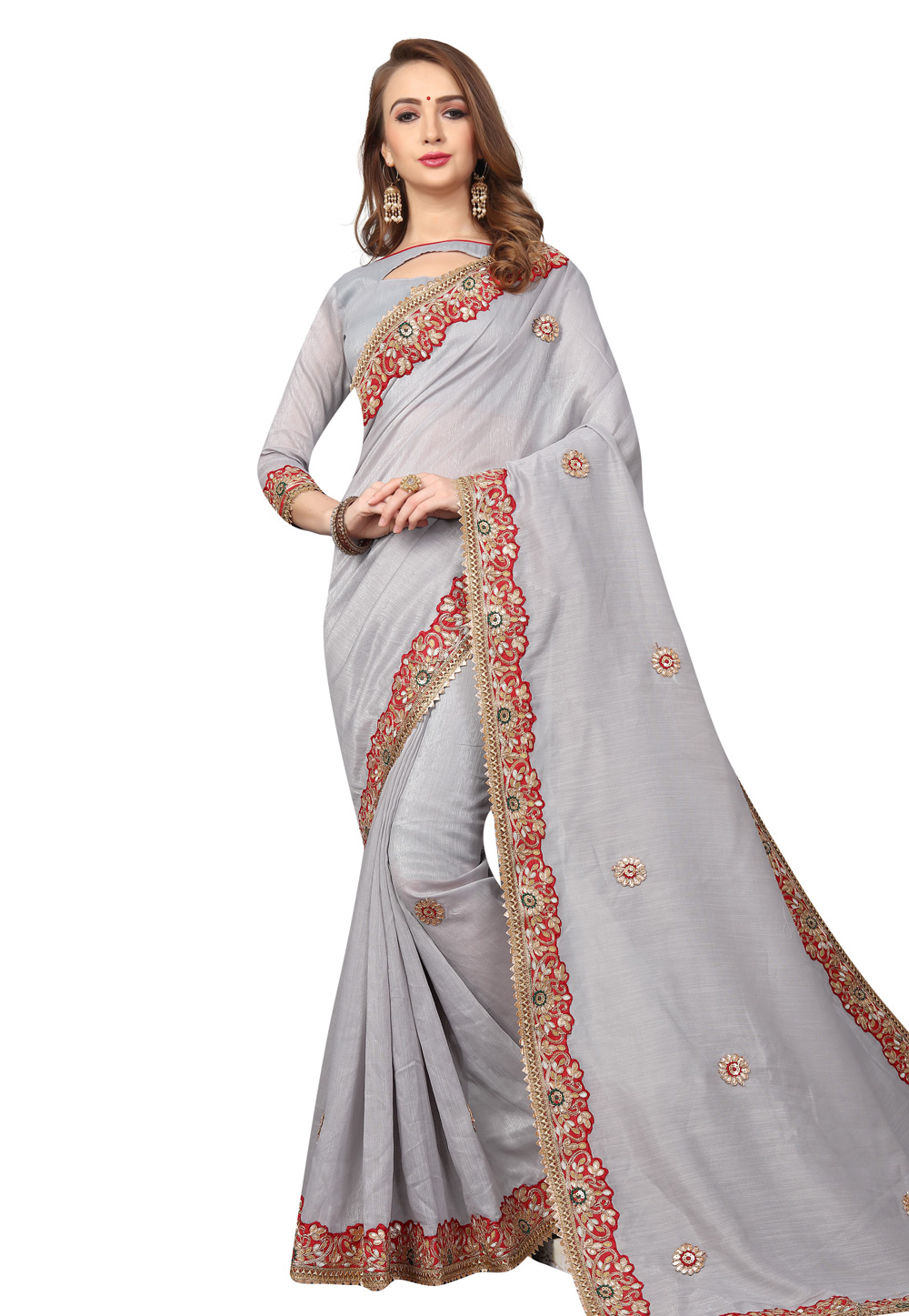 Grey Cotton Silk Festival Wear Saree 219115