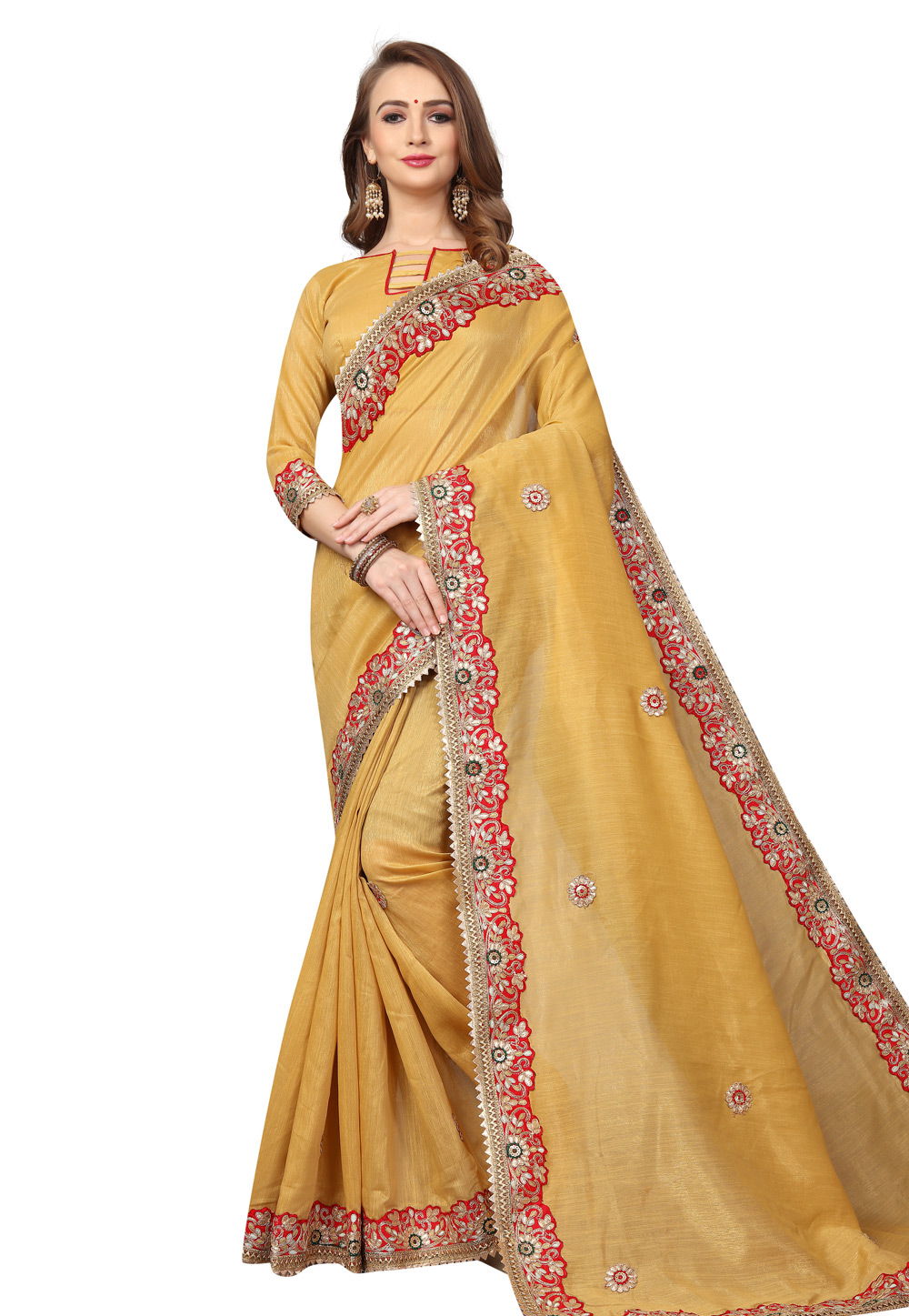 Yellow Cotton Silk Saree With Blouse 219116