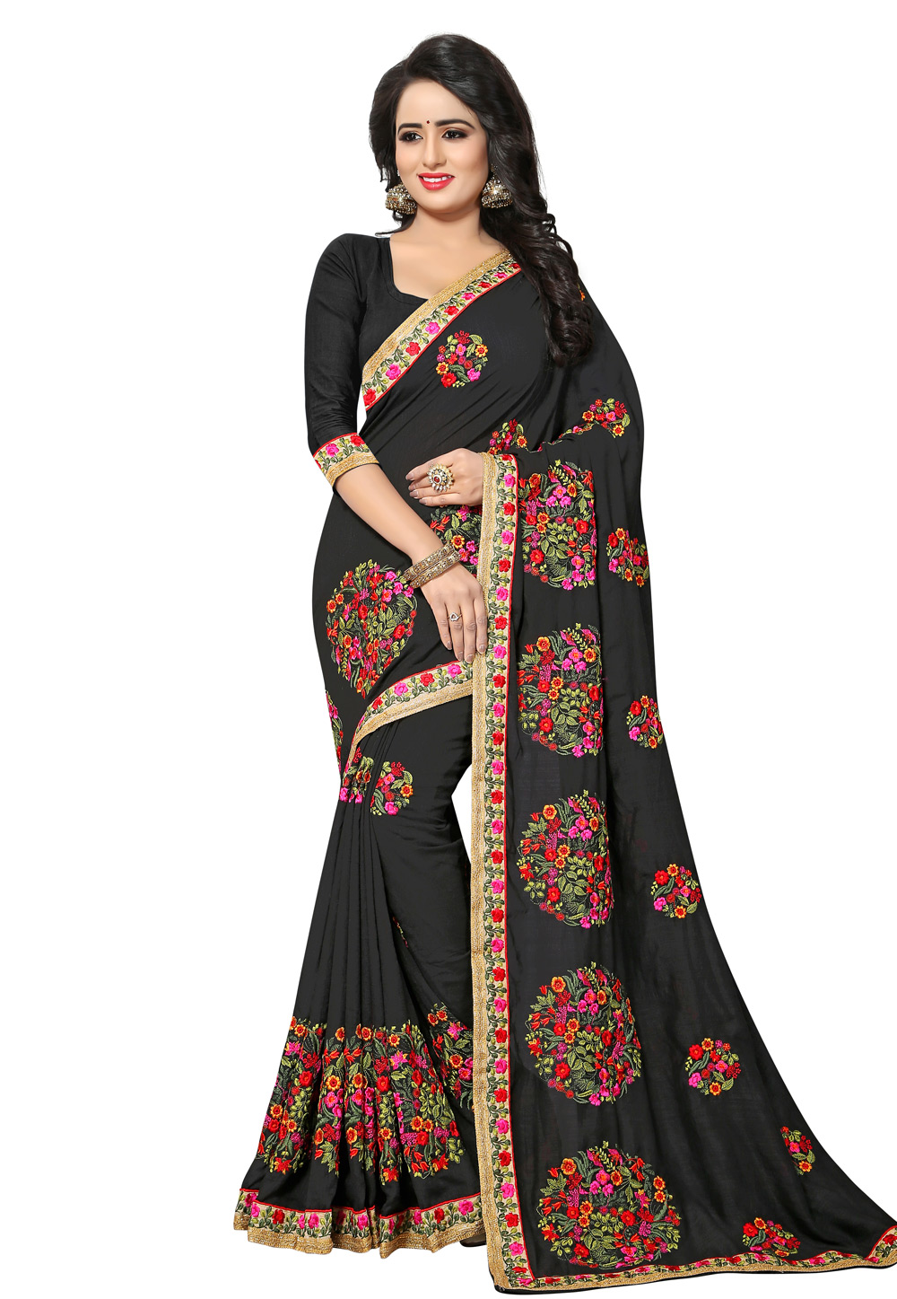 Black Silk Festival Wear Saree 219119