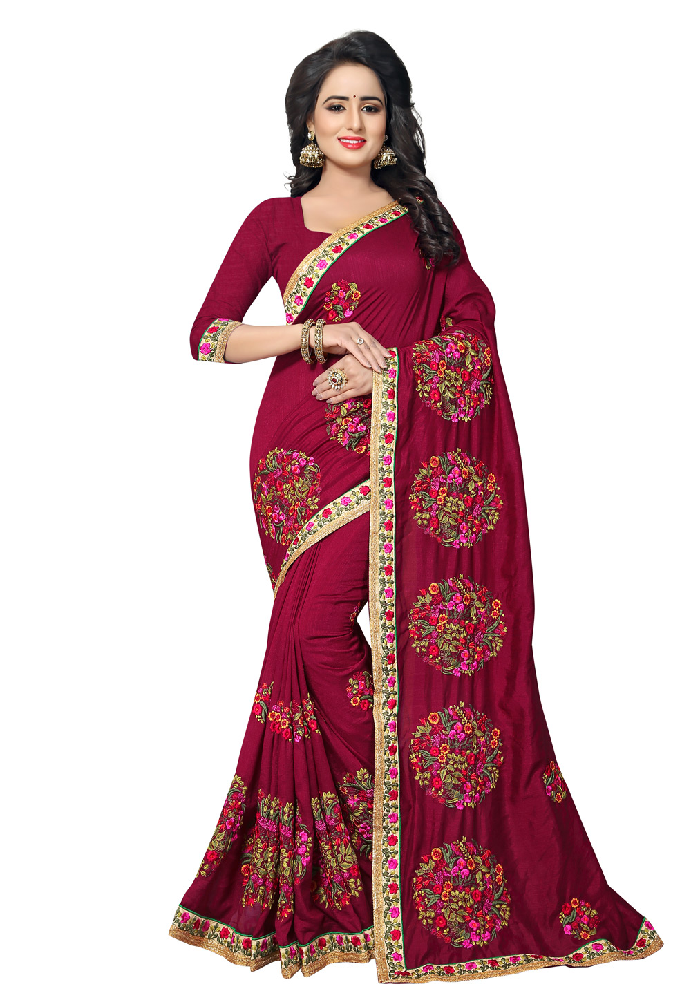 Magenta Silk Saree With Blouse 219122