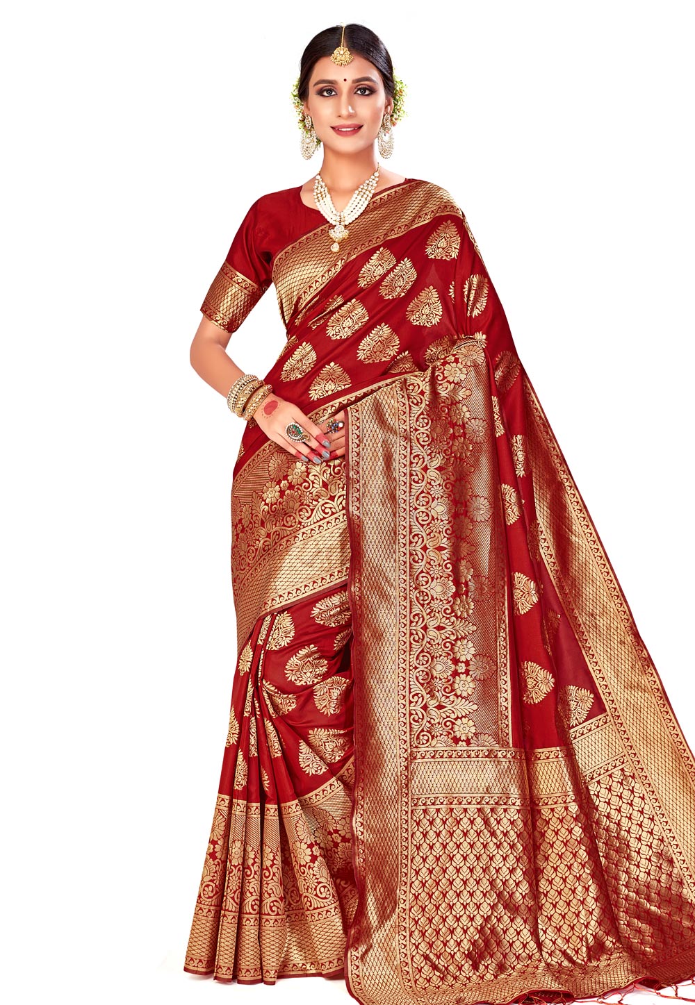 Maroon Banarasi Silk Festival Wear Saree 204480