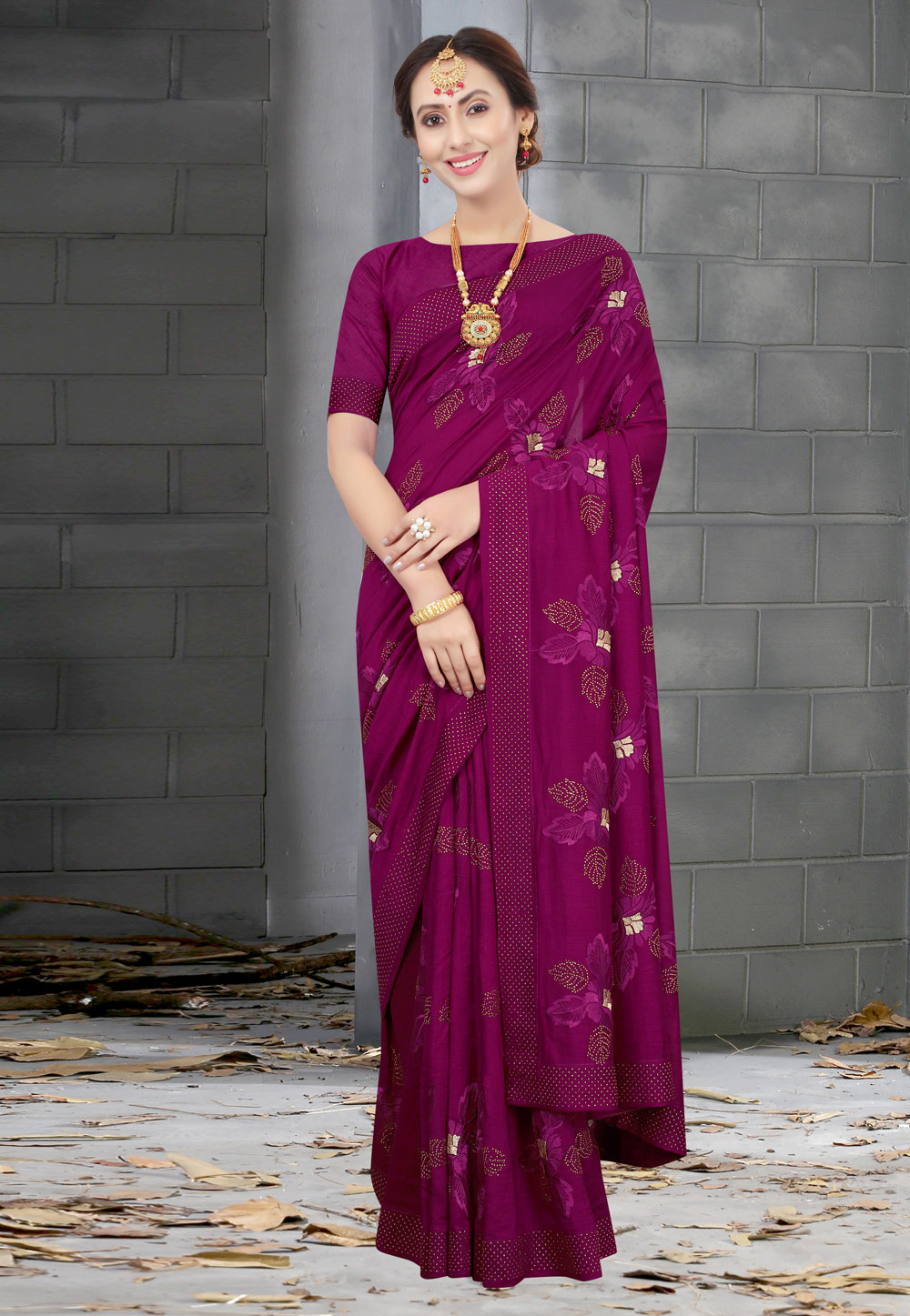 Magenta Silk Festival Wear Saree 219305