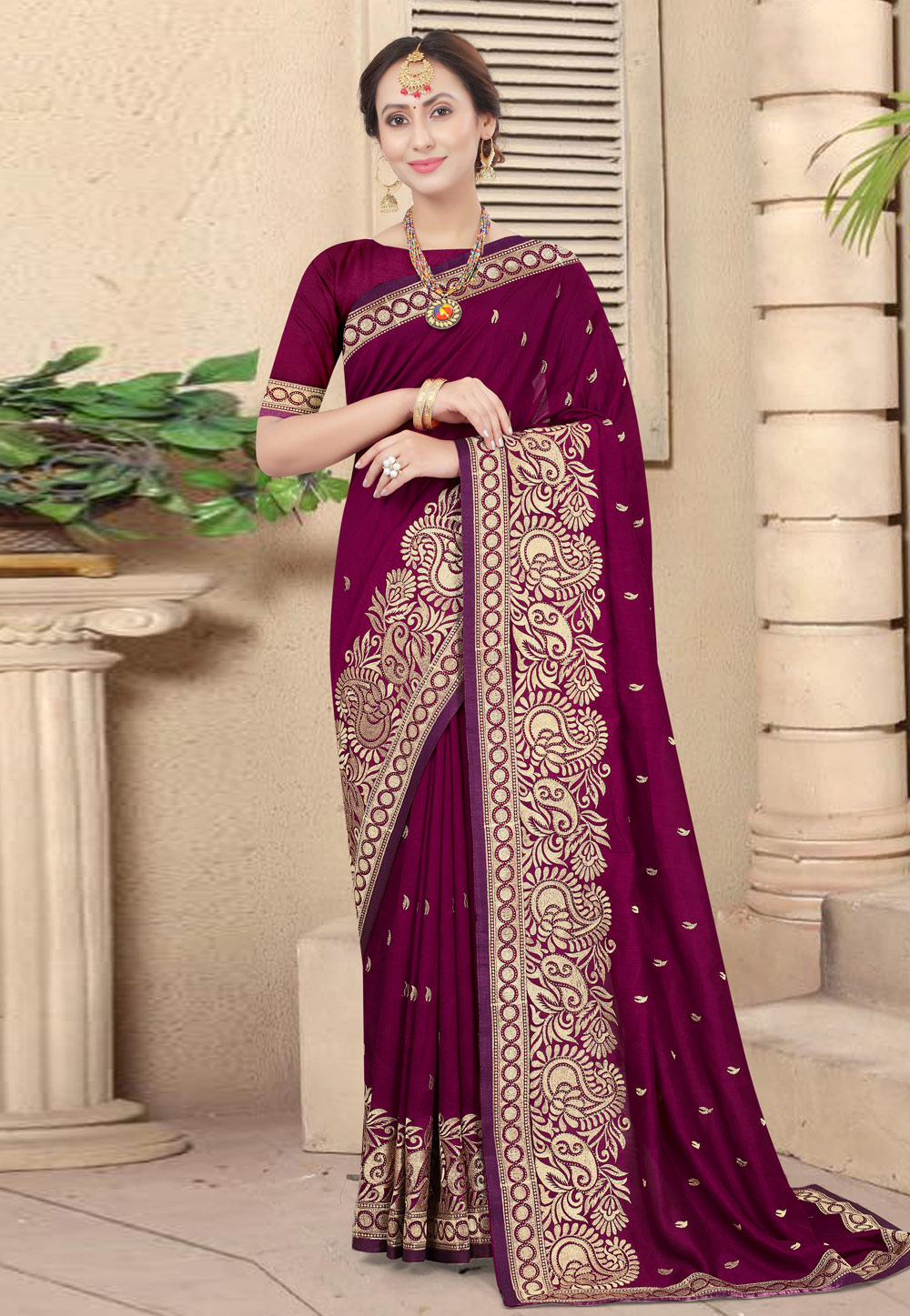 Purple Silk Saree With Blouse 219313