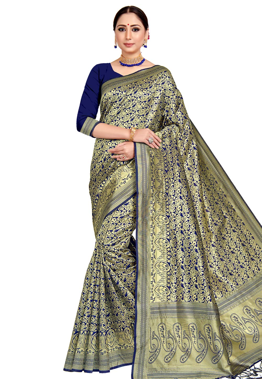 Blue Kanjivaram Silk Saree With Blouse 205256