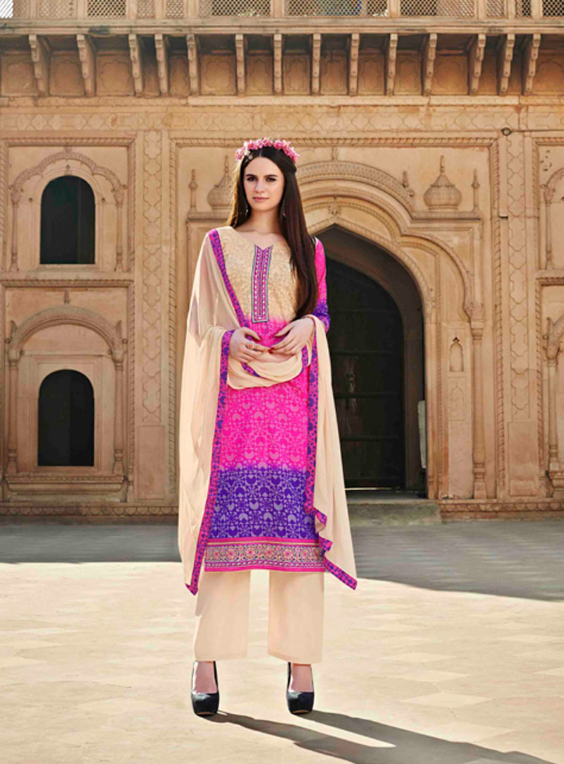 Pink Cotton Silk Pant Style Salwar Suit 47167