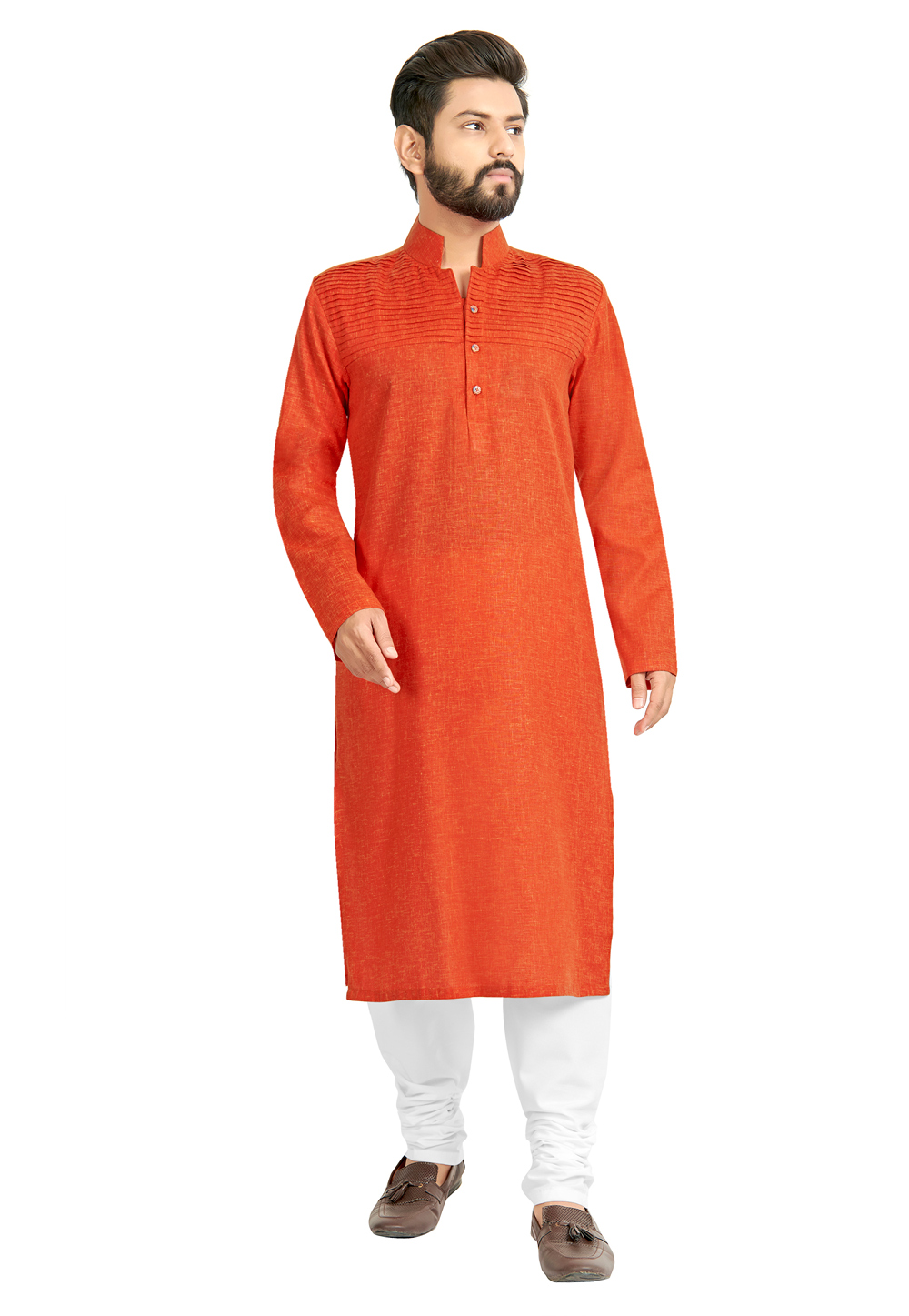 Orange Cotton Kurta Pajama 222851