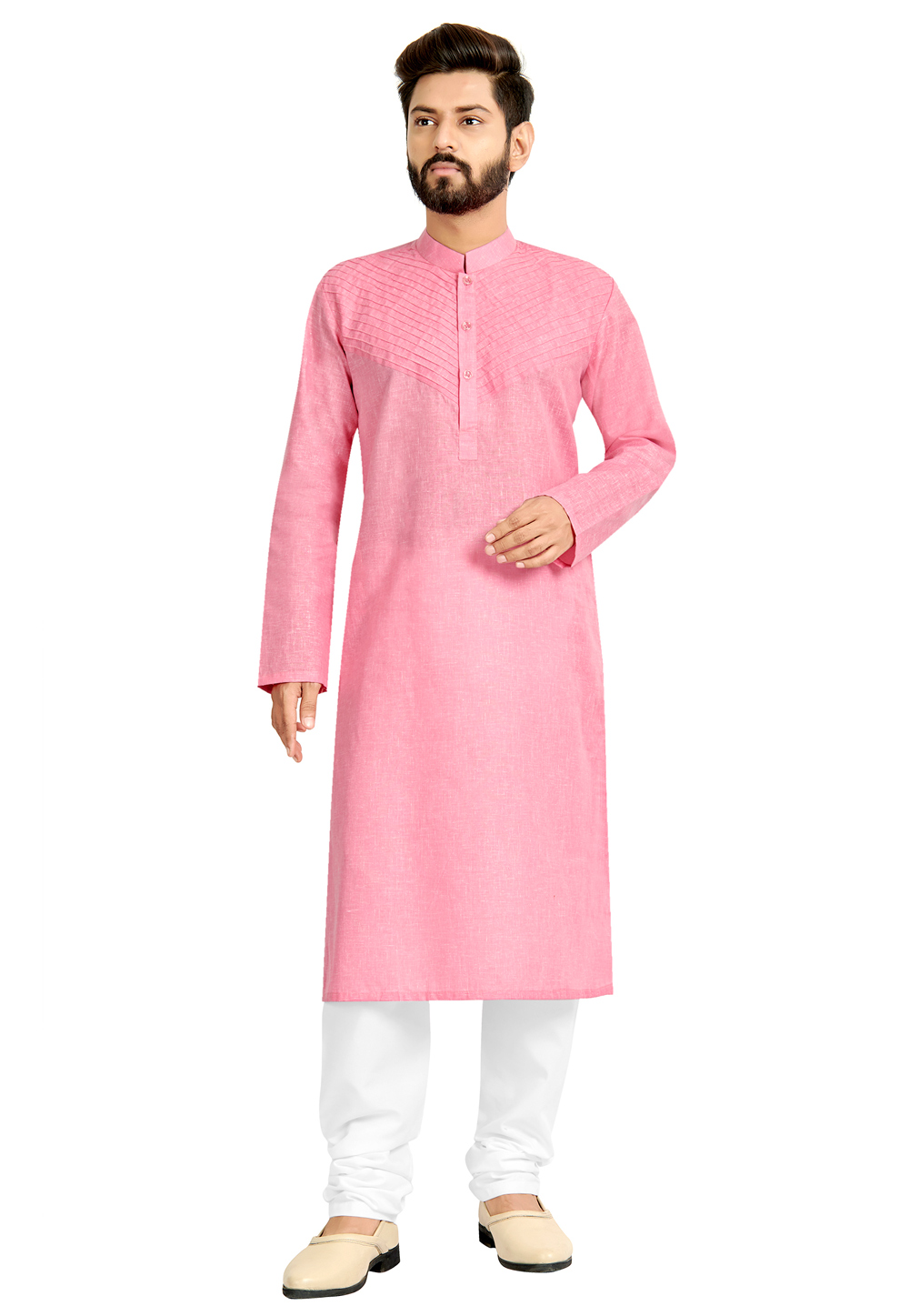 Pink Cotton Kurta Pajama 222853