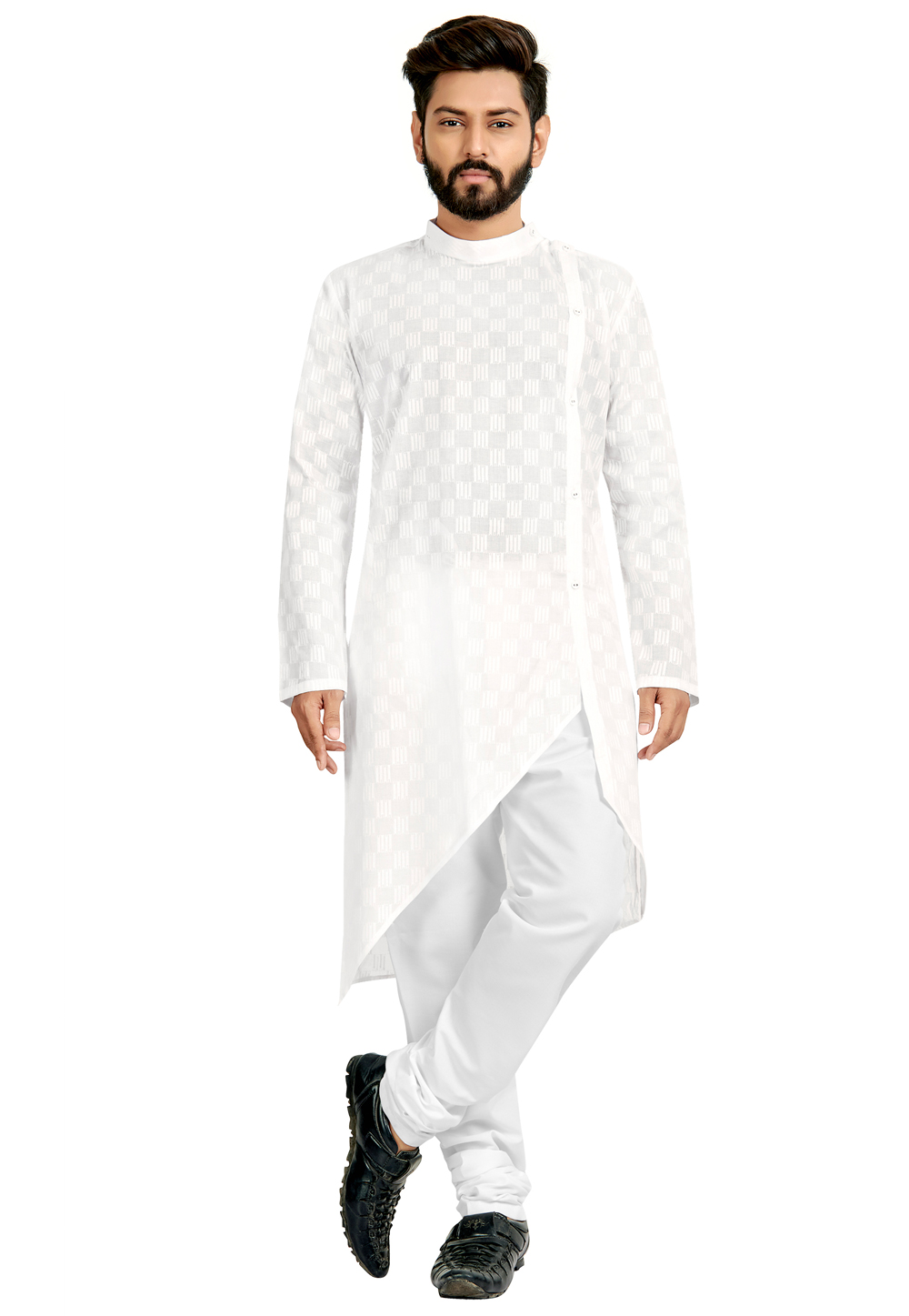 White Cotton Kurta Pajama 222855