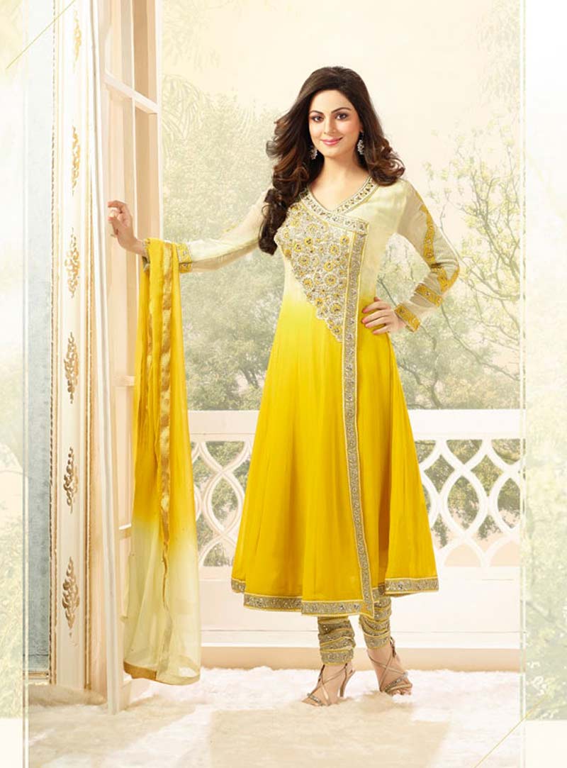Cream and Yellow Karachi Work Designer Suit 40215