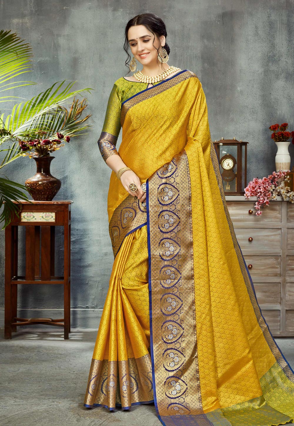Yellow Banarasi Silk Festival Wear Saree 221569