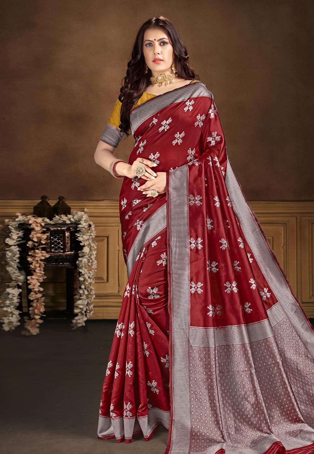 Maroon Banarasi Silk Festival Wear Saree 210264