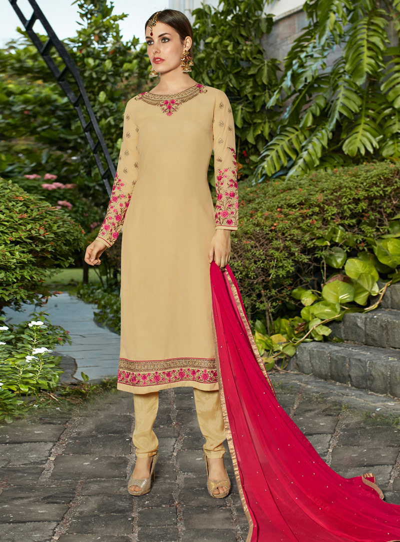 Beige Georgette Pakistani Style Suit 97419