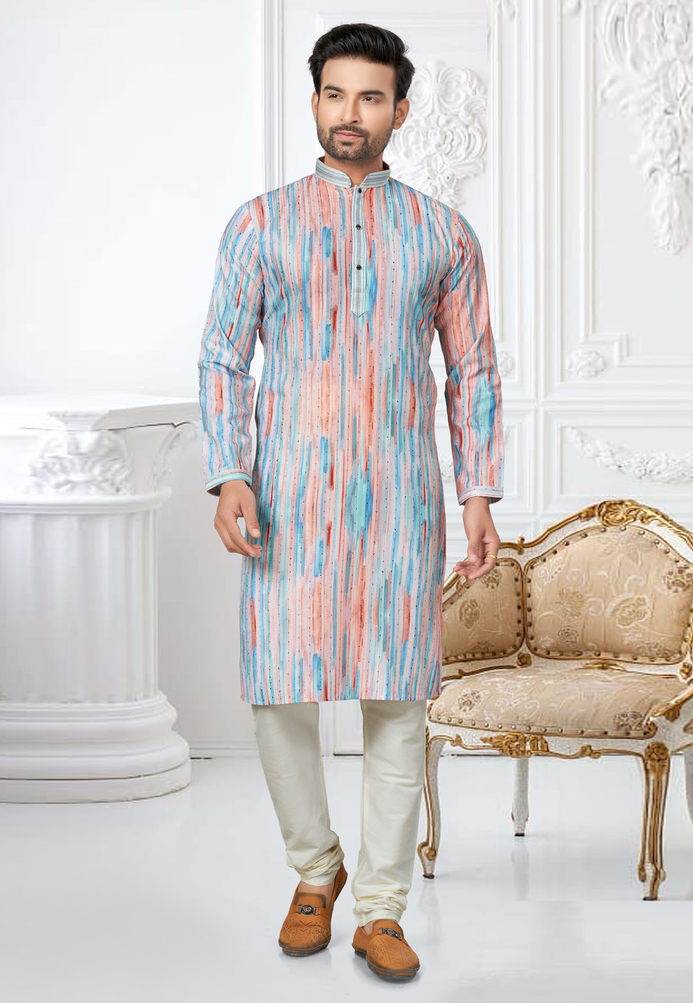 Multicolor Cotton Kurta Pajama 276205