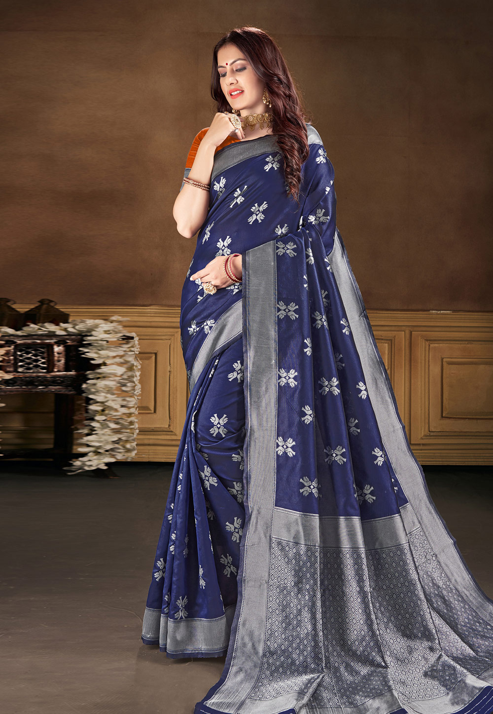 Blue Banarasi Silk Festival Wear Saree 210266