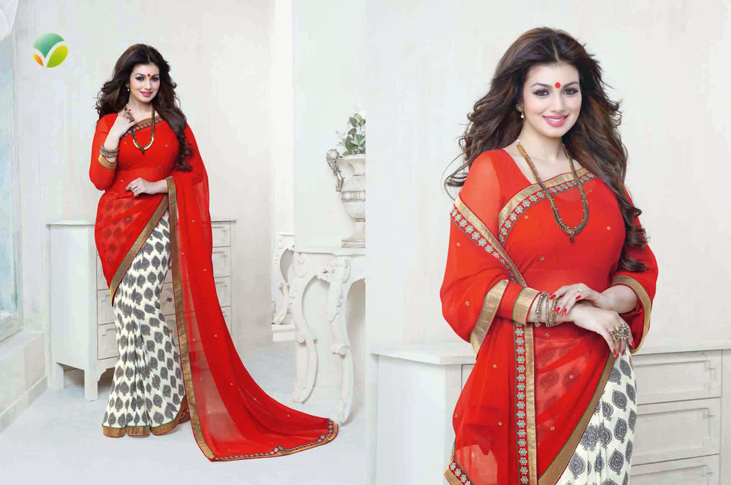 Ayesha Takia Red Georgette Party Wear Saree 49660
