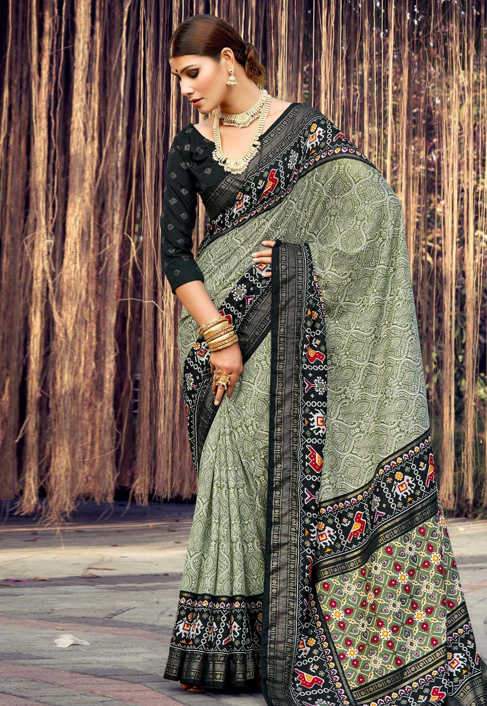 Light Green Tussar Silk Saree With Blouse 277383