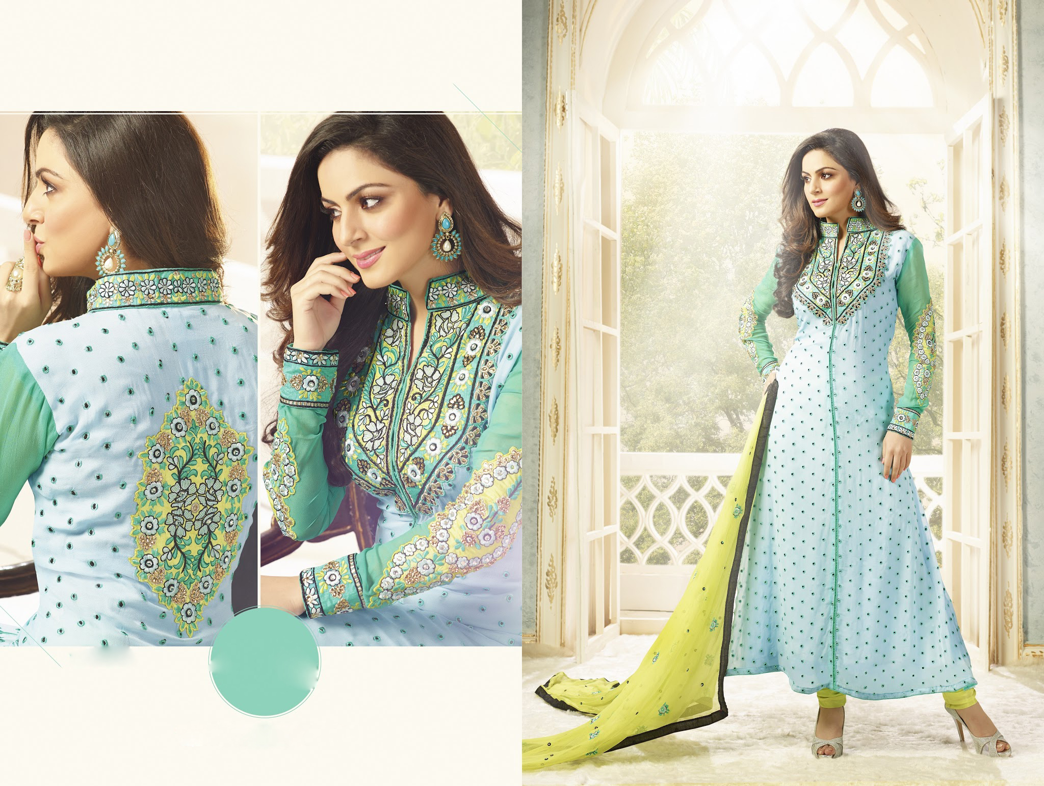 Pakhi Blue Resham Work Pakistani Suit 40220