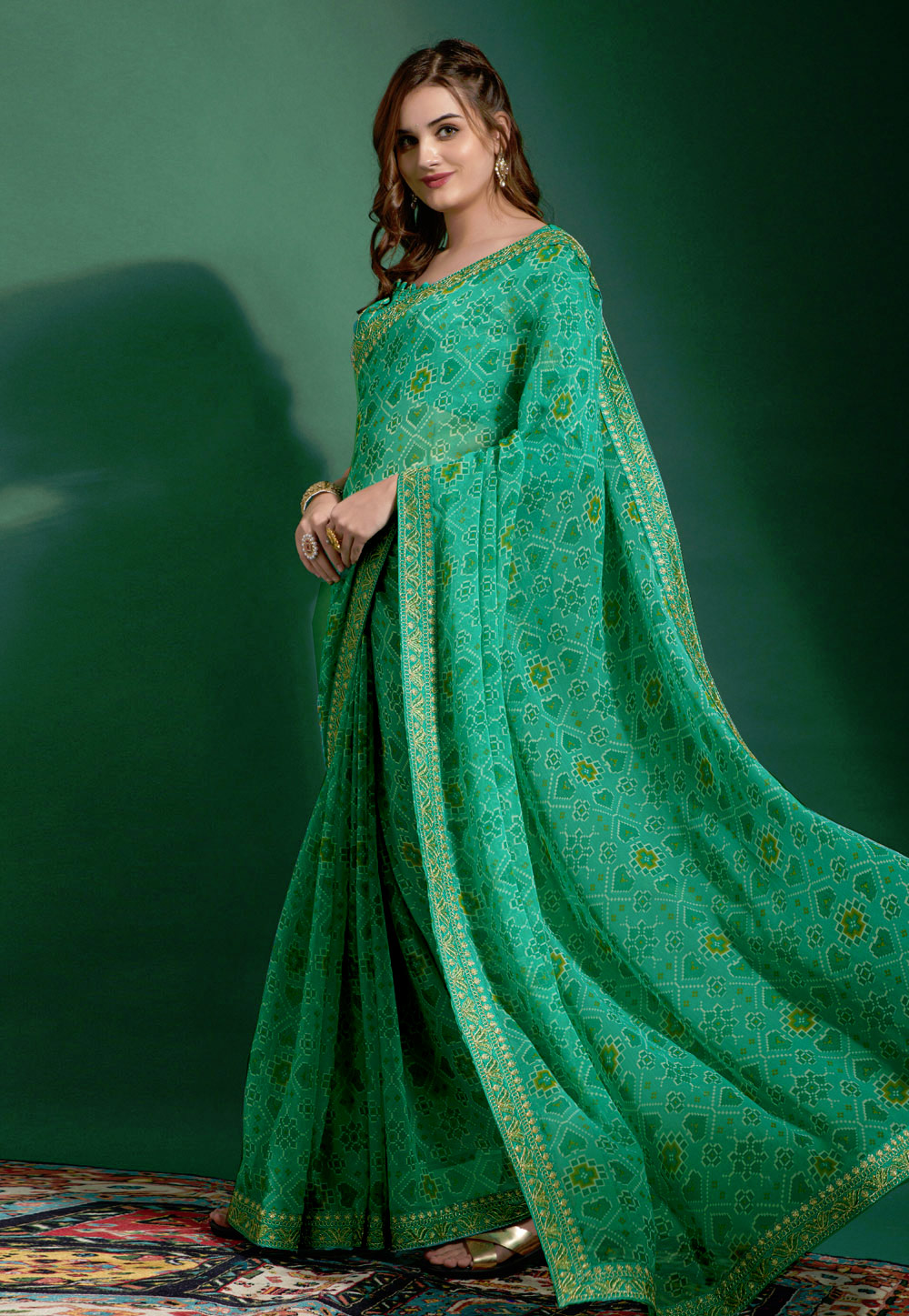 Turquoise Georgette Saree With Blouse 263118