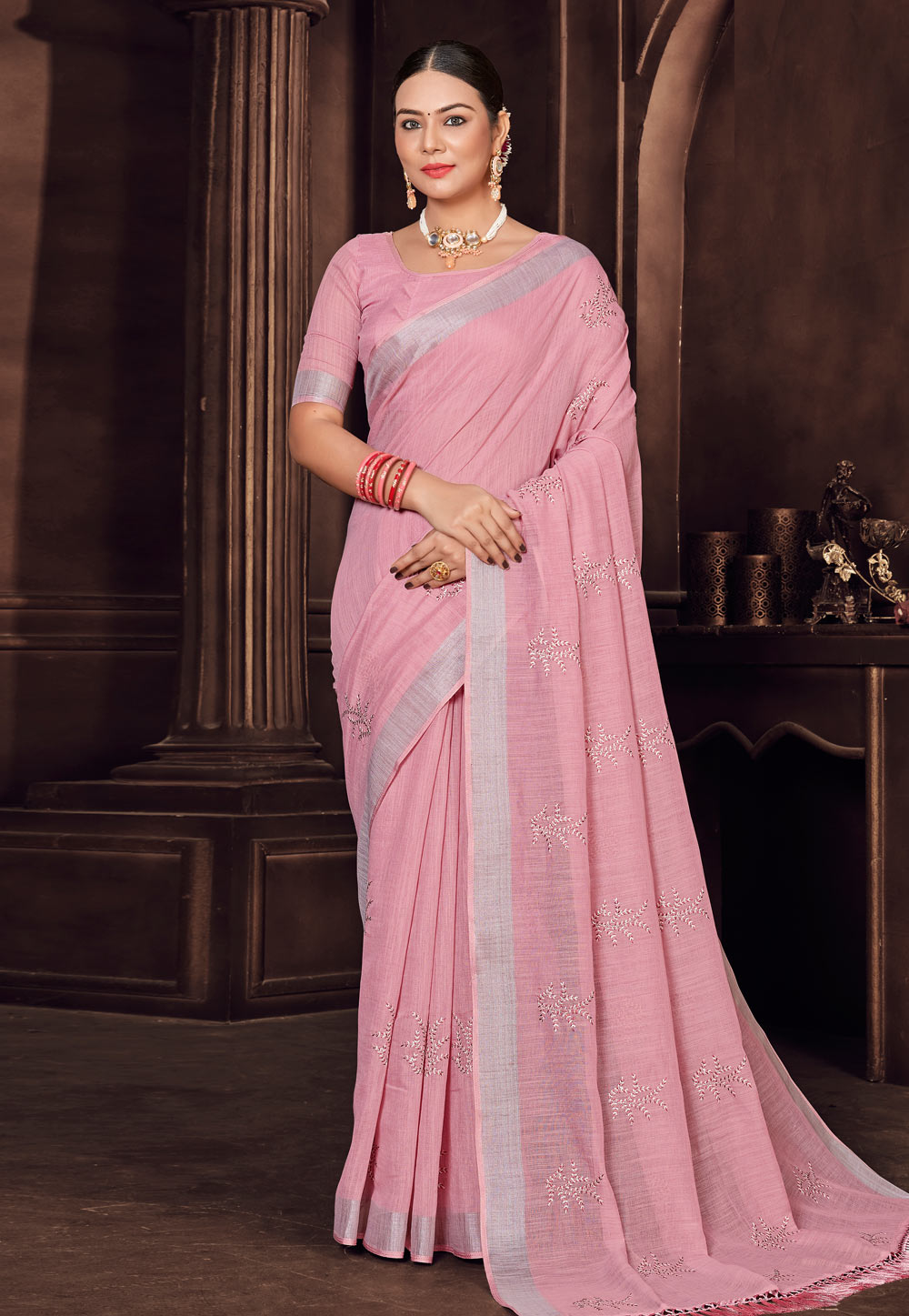 Buy Pink Sarees for Women by SATRANI Online | Ajio.com