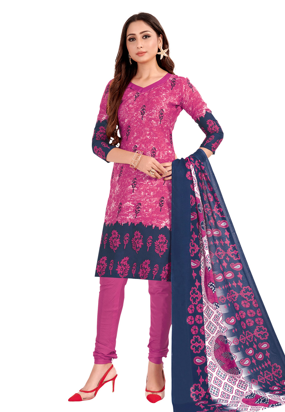 Pink Cotton Chuirdar Suit 222937