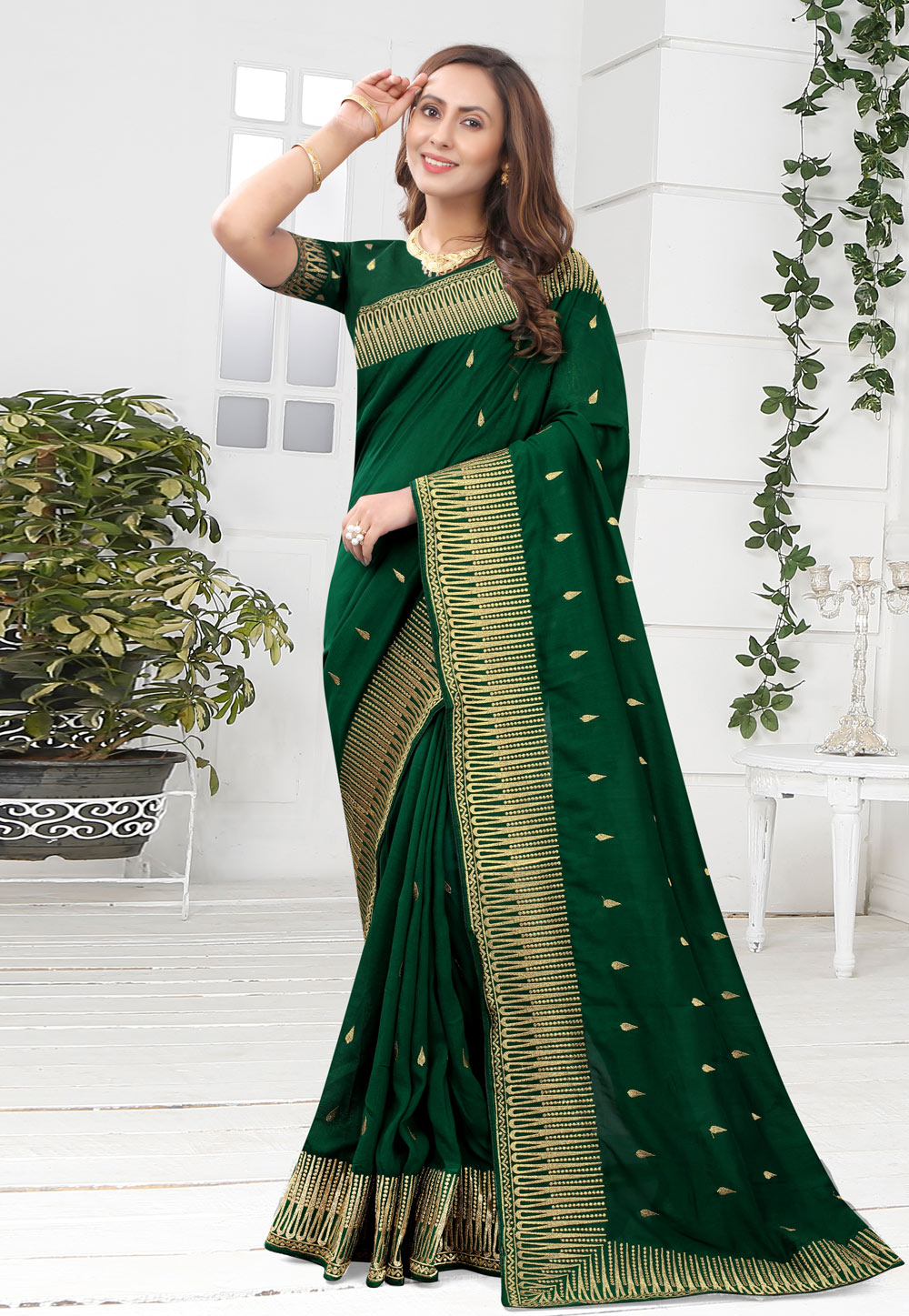 Green Silk Festival Wear Saree 220364