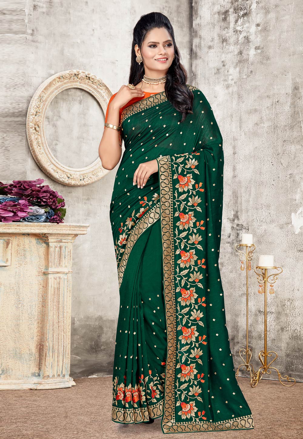 Green Silk Festival Wear Saree 220368