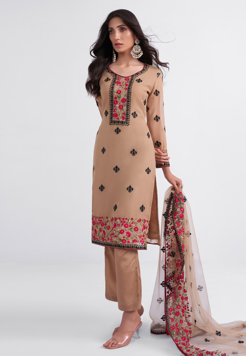 Beige Georgette Pakistani Suit 259641