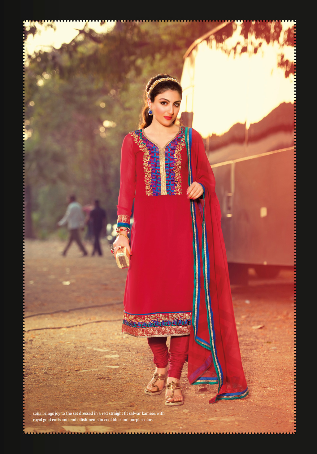 Soha Ali Khan Red Resham Work Churidar Salwar Suit 32380